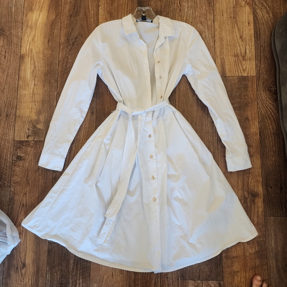 A LINE DRESS SUBTLE PLEATS POCKETS SIZE 2 BOSTON PROPER WHITE c - Picture 3 of 12